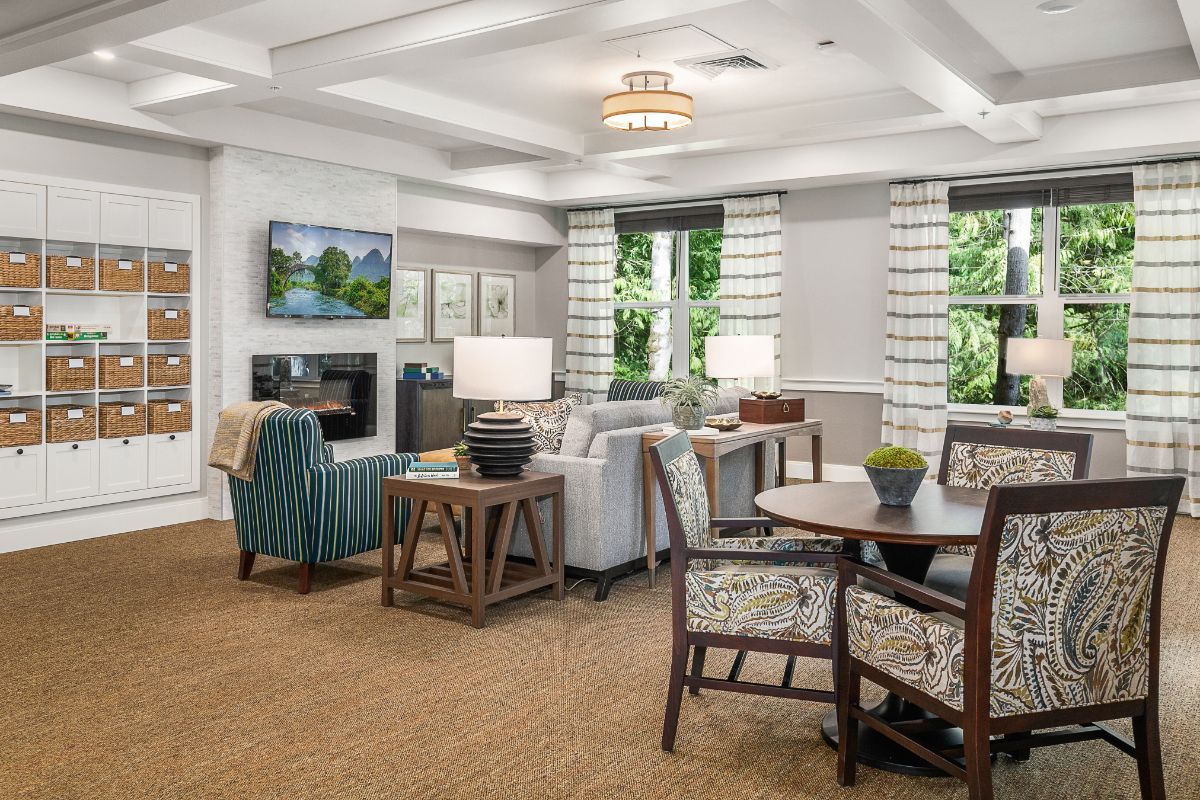 A modern living room with comfortable seating and stylish decor.