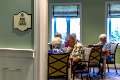A cozy lounge area where seniors gather to socialize and relax.