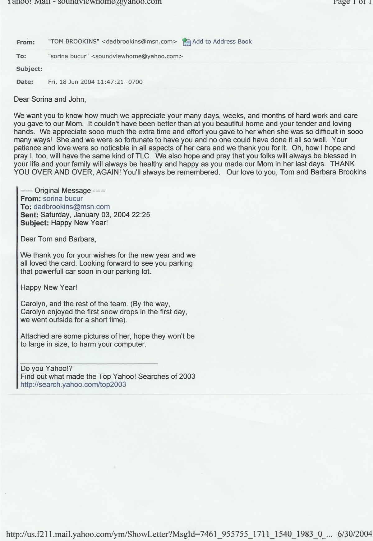 A printed email expressing condolences and details regarding a funeral arrangement.