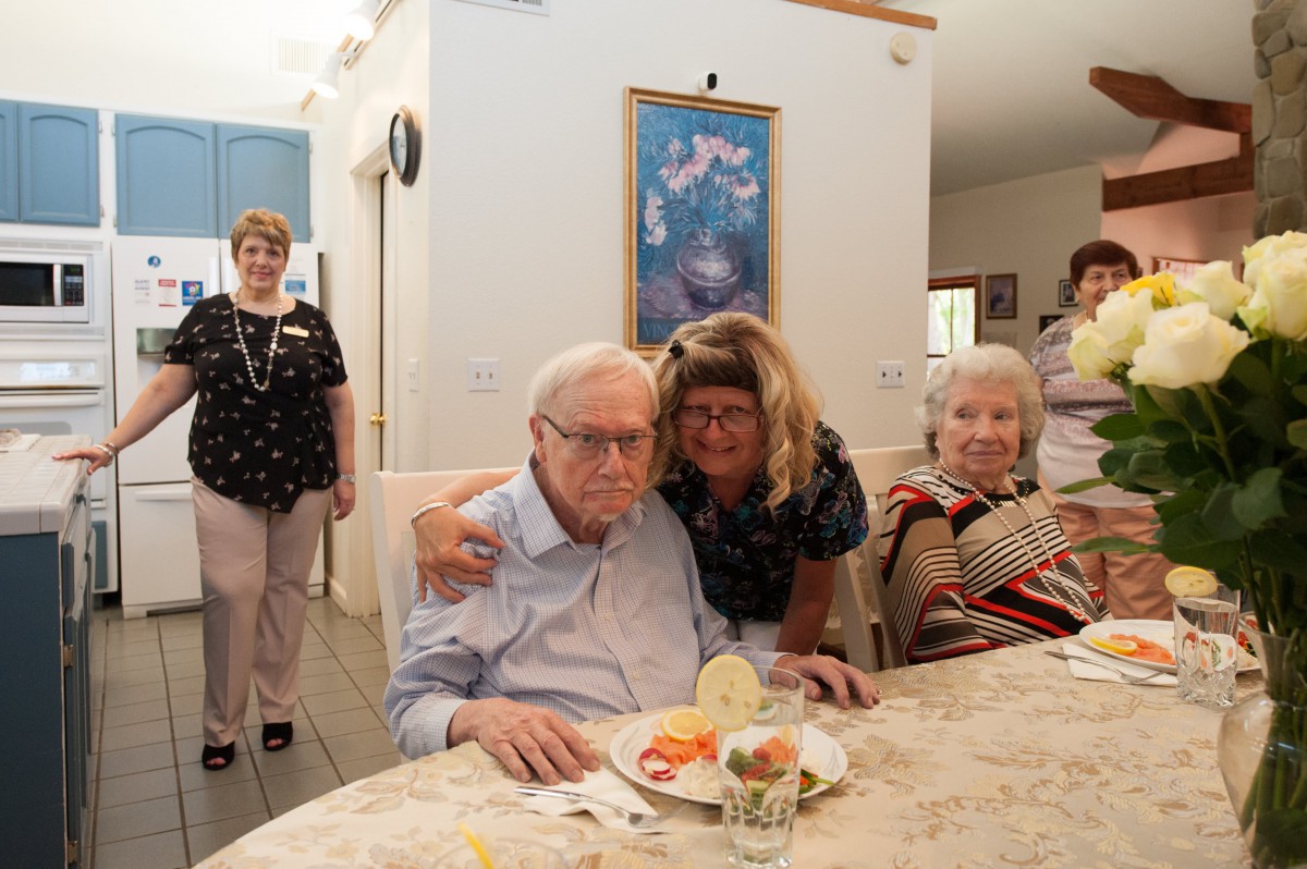 A family enjoying a meal together at home.