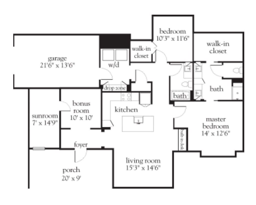 A detailed floor plan showing the layout of a house with multiple rooms.