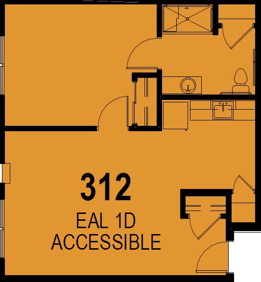 Architectural floor plan showing room 312 designated as accessible.