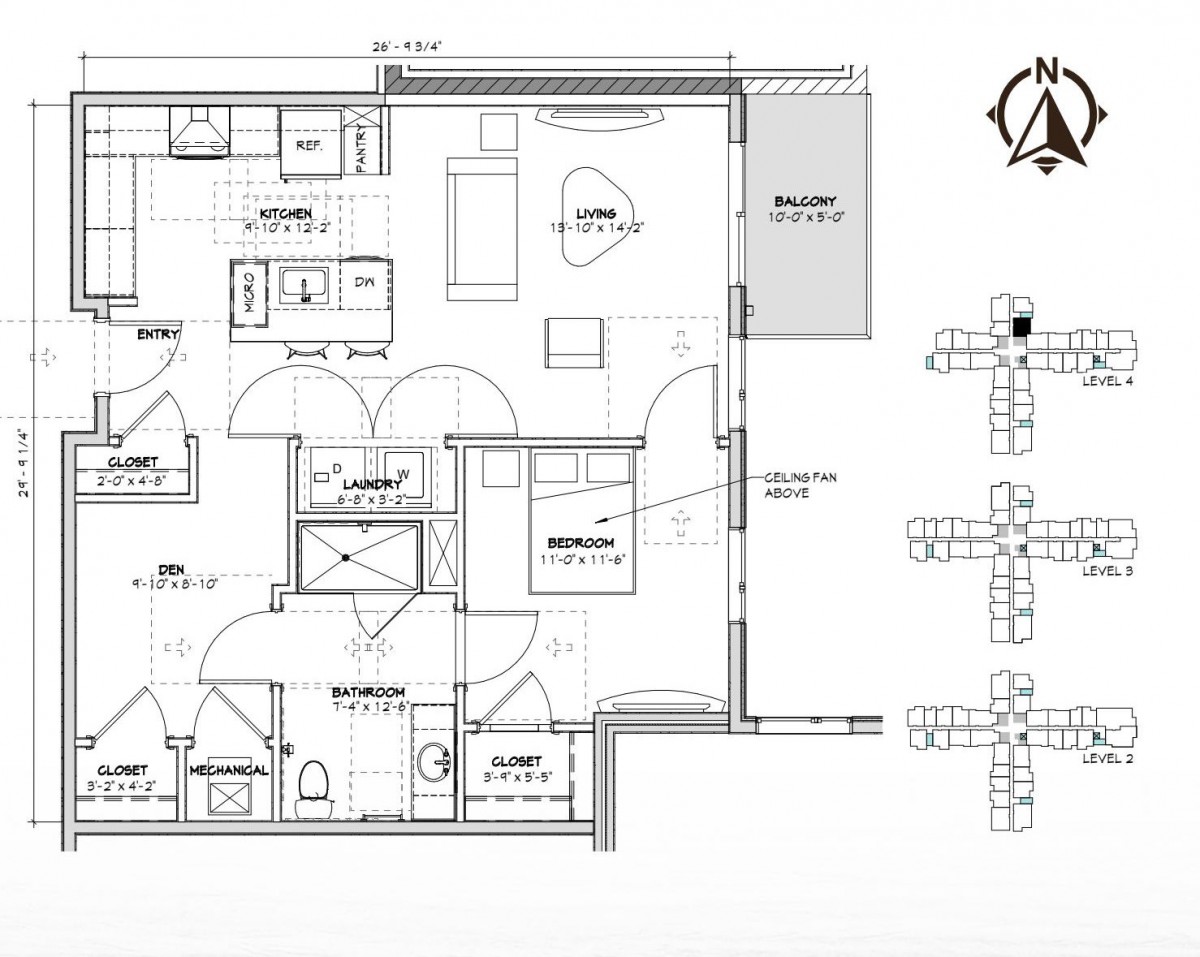 This image shows a detailed floor plan of an apartment, outlining the arrangement of rooms and spaces.