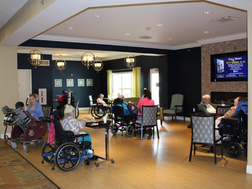 Residents enjoying a communal activity in a senior living facility.