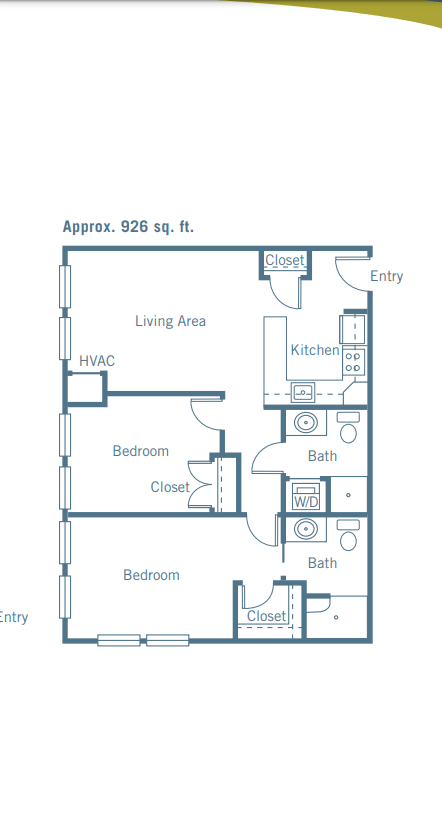 This image shows a floor plan of an apartment measuring approximately 920 square feet.