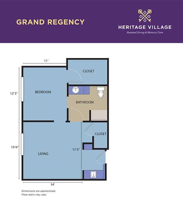 Floor plan of the Grand Regency apartment at Heritage Village.