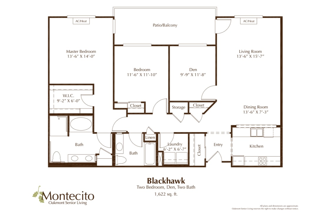A detailed floor plan for a two-bedroom apartment named 'Blackhawk'.