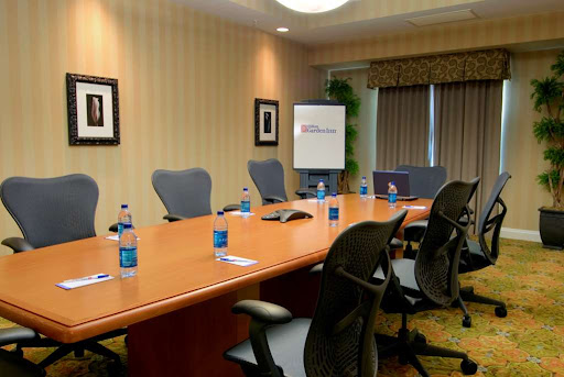 A well-equipped conference room ready for a meeting.