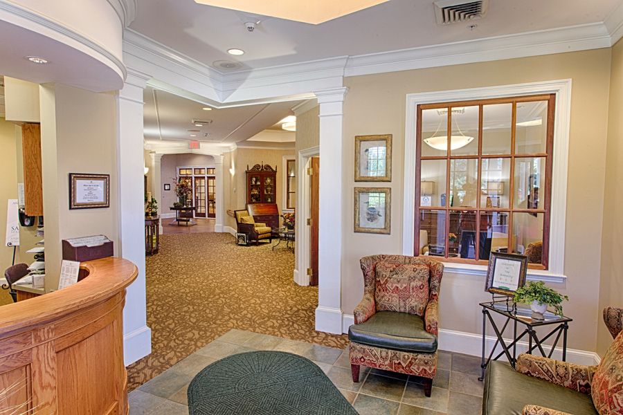 A welcoming lobby area with comfortable seating and warm lighting.