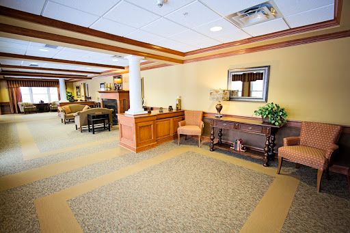 A welcoming lobby area featuring comfortable seating and decorative elements.