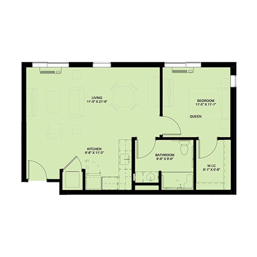 A simple architectural floor plan layout.