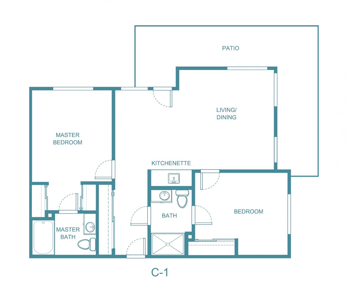 A floor plan layout for a residential apartment, featuring multiple rooms including a living room, kitchen, bedrooms, and bathrooms.