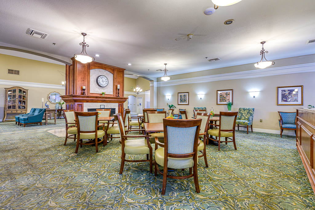 A cozy dining area with elegant furnishings and a warm ambiance.