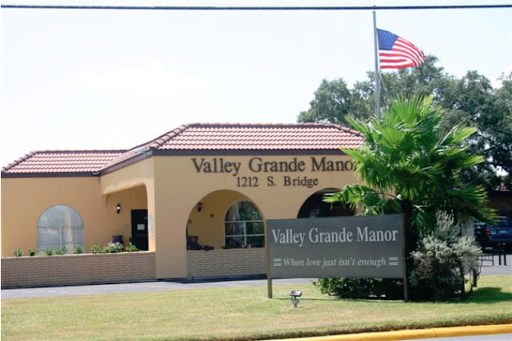 Entrance of Valley Grande Manor, a residential care facility.