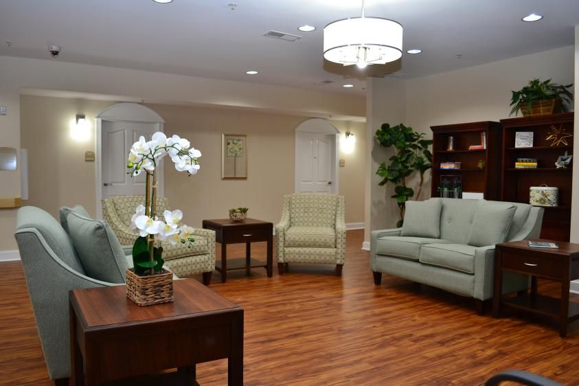 A well-appointed lobby featuring comfortable seating and elegant decor.