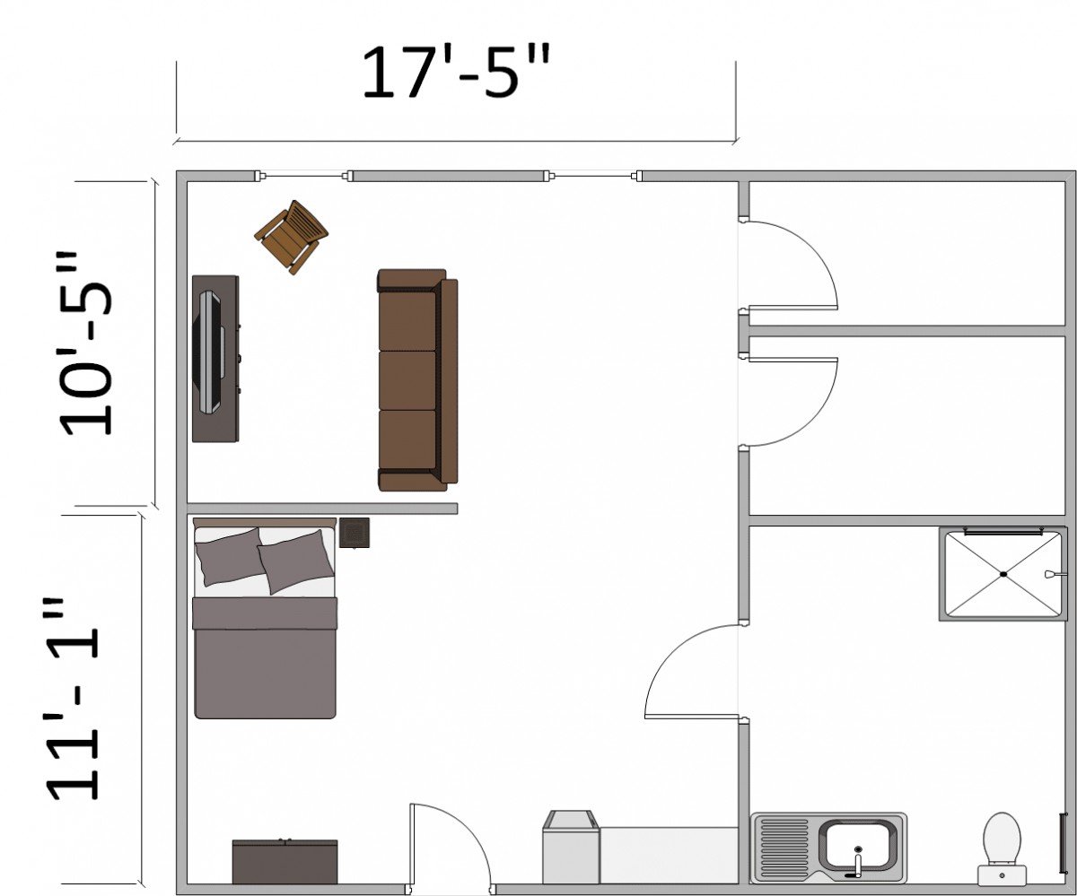 A floor plan showing a living room with furniture placement.