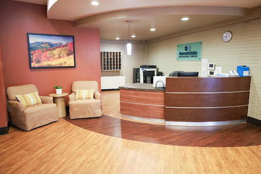 A modern reception area with comfortable seating and a welcoming design.
