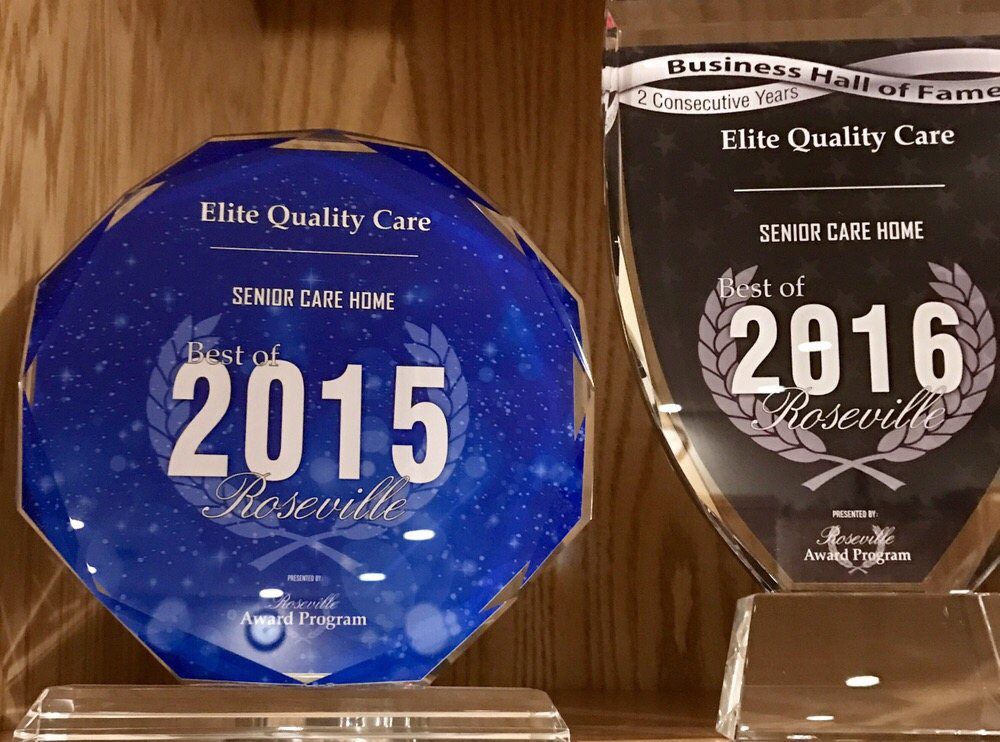 A display of awards recognizing quality care achievements from 2015.