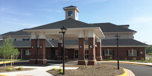 A well-designed entrance of a building featuring modern architecture and landscaping.