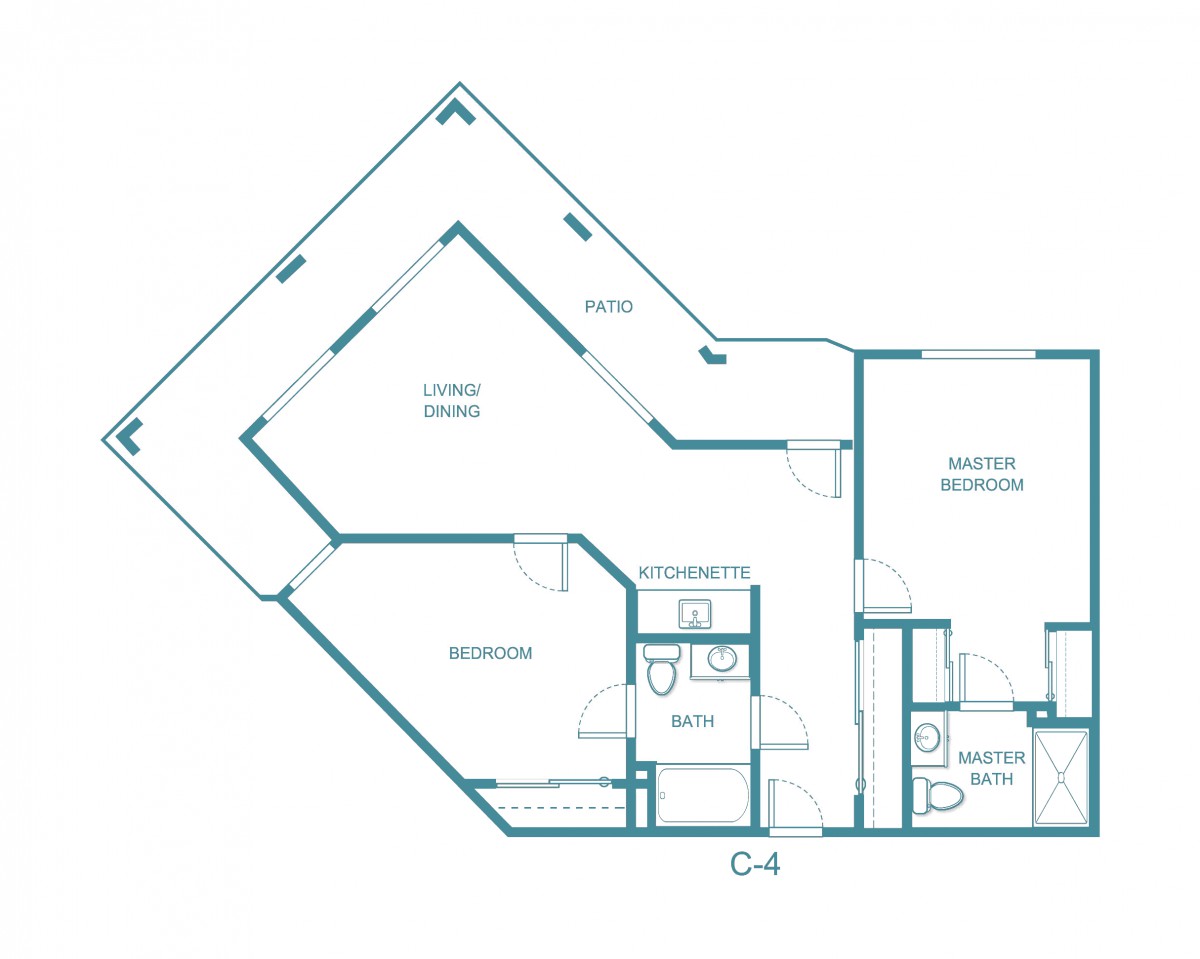 A detailed floor plan layout with multiple rooms, including a master bedroom and living area.
