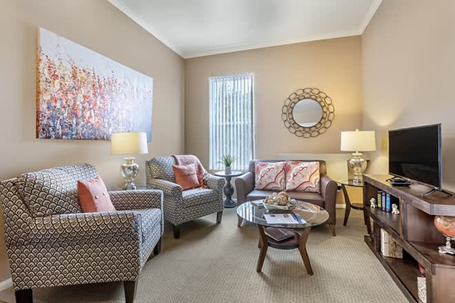 A cozy and well-decorated living room with stylish furniture and modern decor.