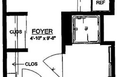 A section of a floor plan highlighting the foyer area with dimensions.