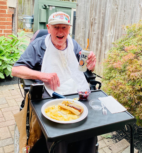 Enjoying a sunny day with a delicious meal!