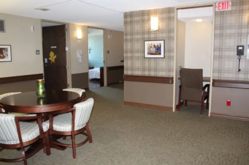 A modern lobby area with comfortable seating and elegant decor.