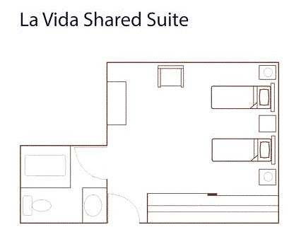 Layout of the La Vida Shared Suite floor plan.