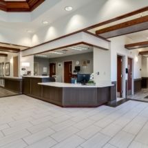A modern and spacious reception area with a sleek design.