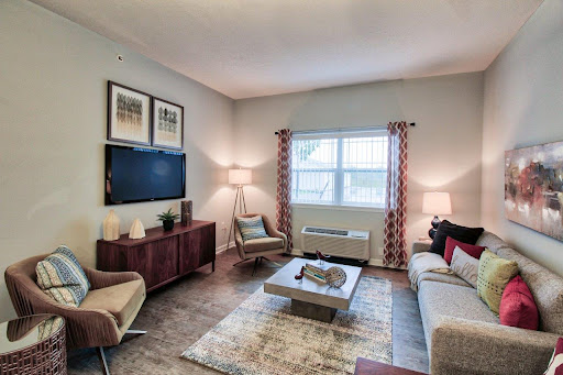 A cozy and modern living room featuring a stylish sofa, coffee table, and contemporary decor.