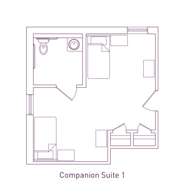 A floor plan of a comparison suite labeled as Suite 1.