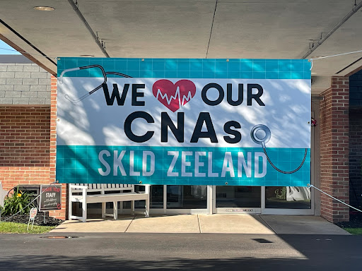 A vibrant banner expressing gratitude for CNAs at SKLD Zeeland.