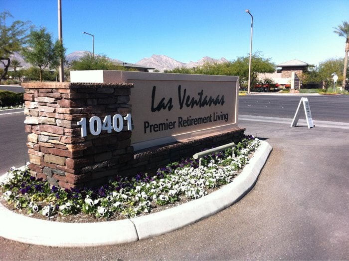 Entrance sign for Las Ventanas Premier Retirement Living.