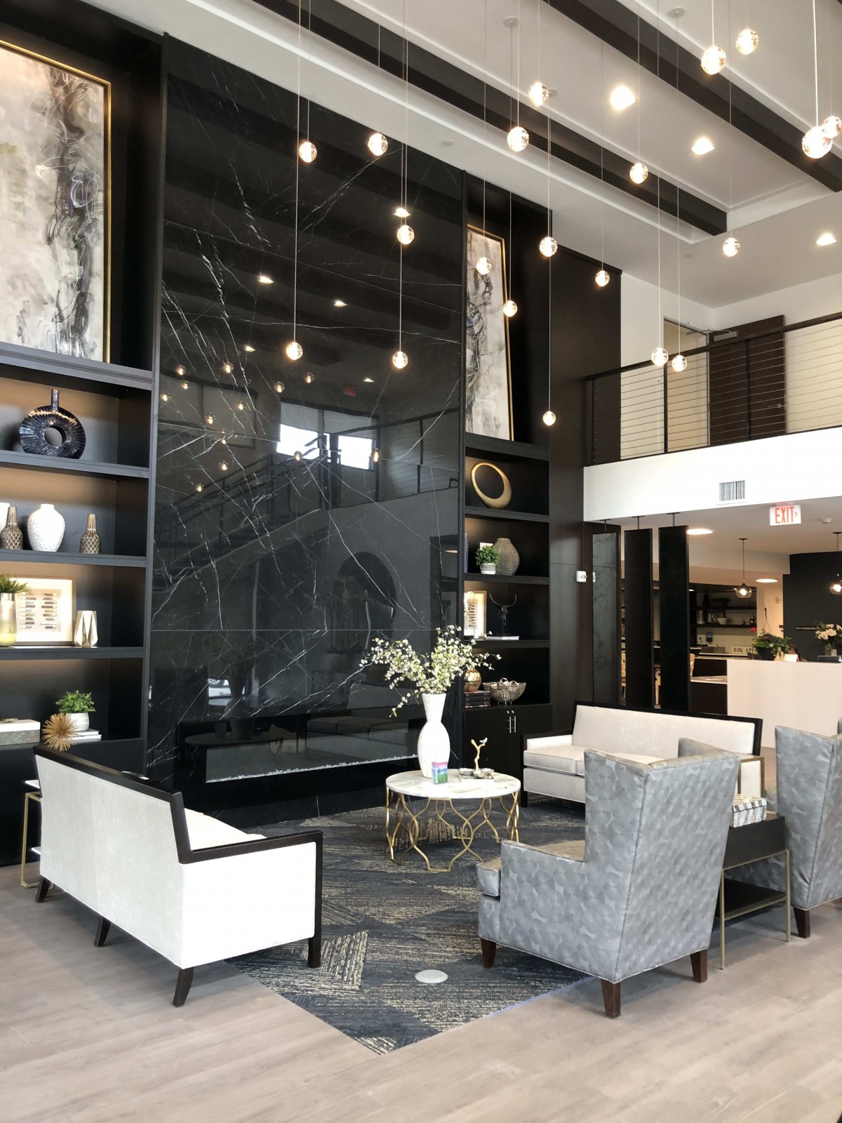 A luxurious and modern lobby with elegant furniture and chic decor.
