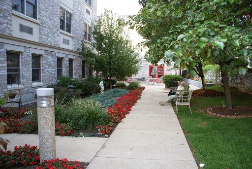 A serene pathway lined with colorful flowers and greenery, leading to an inviting entrance.
