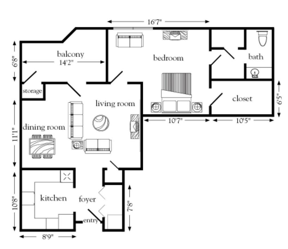 A floor plan showing the layout of a home, including living room, kitchen, dining room, bedrooms, and bathrooms.