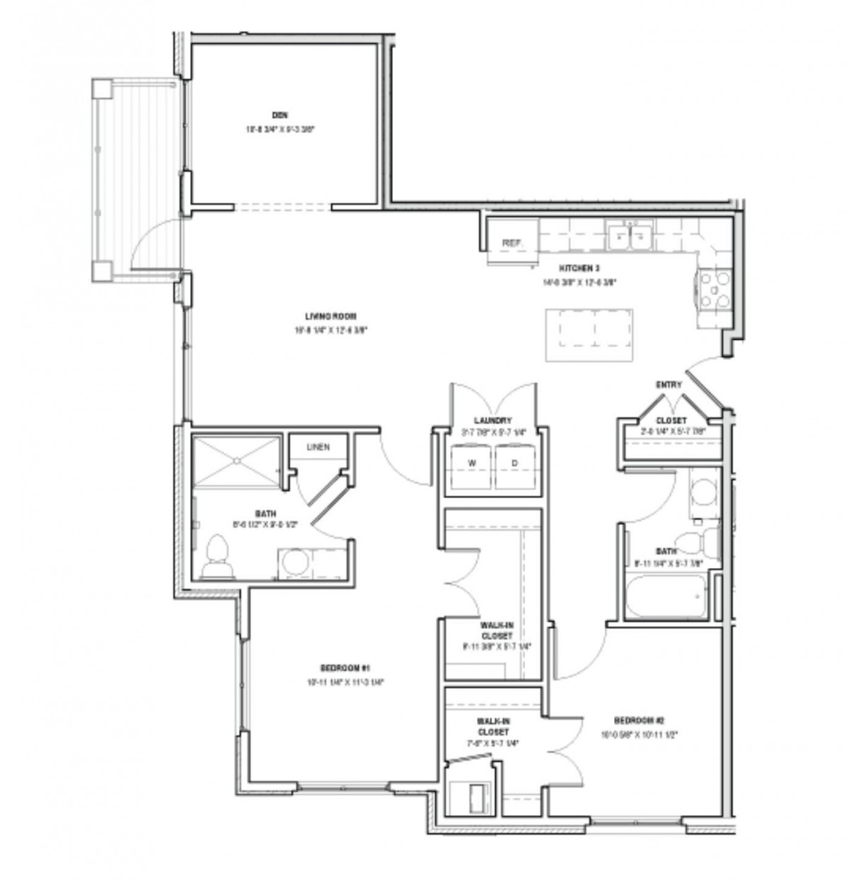 A detailed floor plan of a residential space, showcasing room layouts and dimensions.