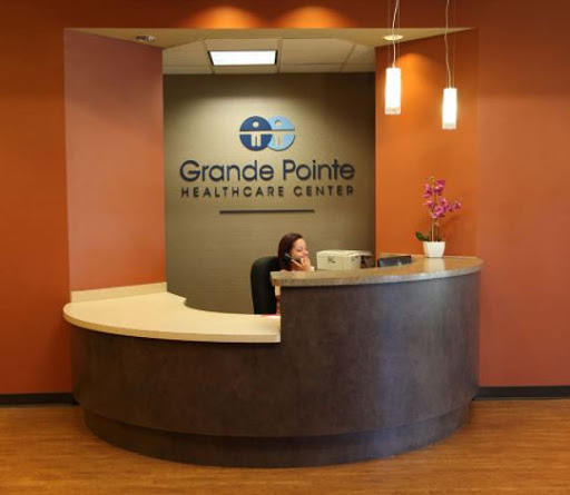 The reception area of Grande Pointe Healthcare Center.