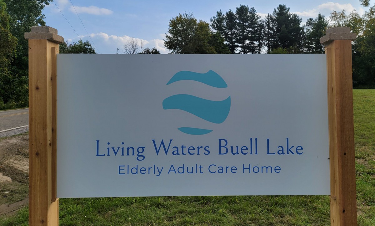 Sign for Living Waters Buell Lake Elderly Adult Care Home.