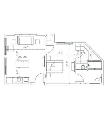 Architectural floor plan of an apartment layout.