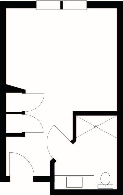 A simple architectural floor plan layout.
