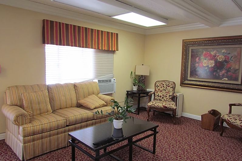 A cozy living room with a sofa, coffee table, and decorative elements.