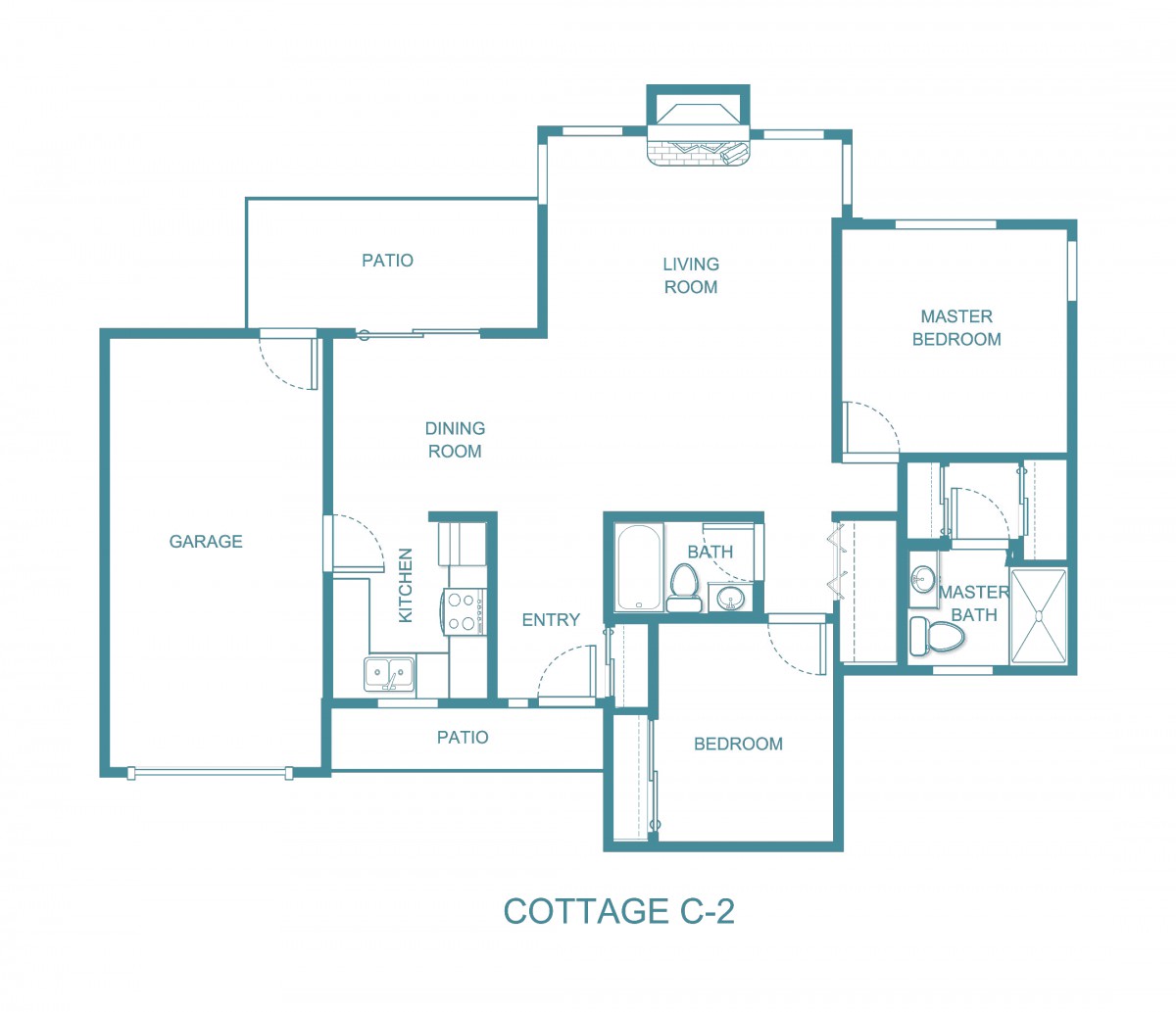 A detailed layout of a cottage floor plan labeled 'COTTAGE C-2'.