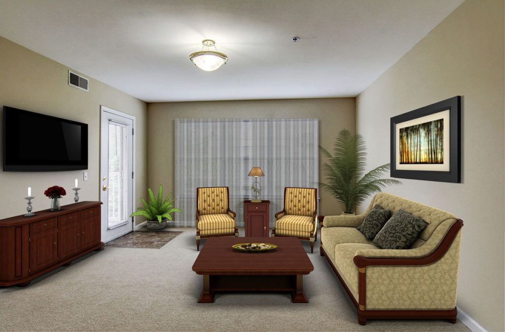 A cozy living room featuring classic furniture and neutral tones.
