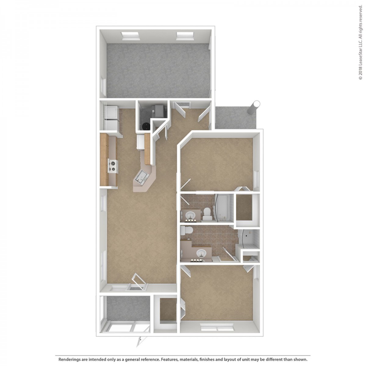 A detailed floor plan of a residential apartment, showcasing the layout of rooms and living spaces.