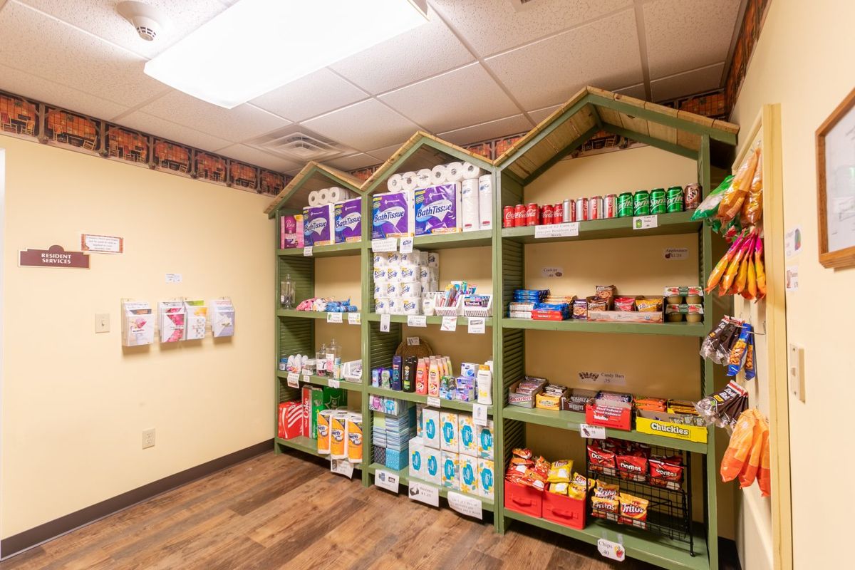 A neatly organized pantry with shelves stocked with various groceries and supplies.