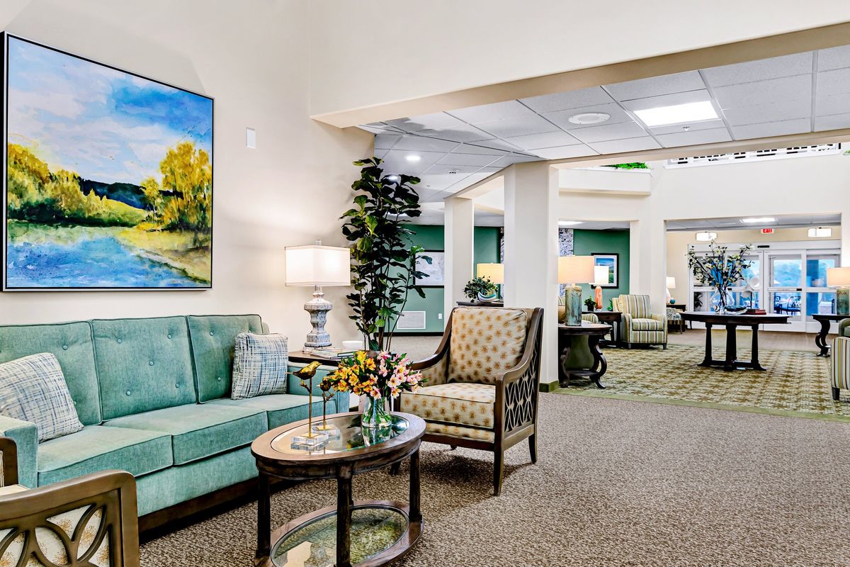 A well-decorated lobby area with comfortable seating and stylish decor.