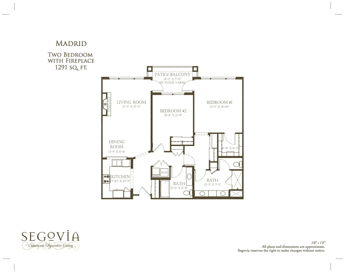 Madera floor plan with two bedrooms and a balcony.