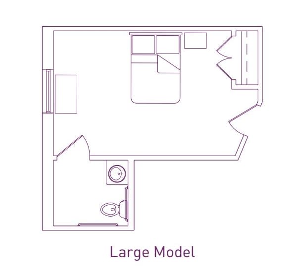 A floor plan of a large model apartment layout.